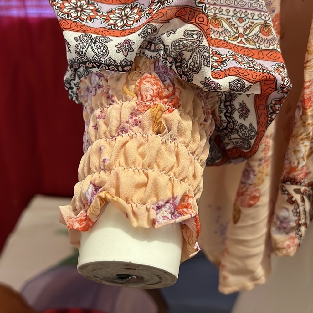 Taylor & Sage Boho Button Down Blouse With Tassel… - image 2